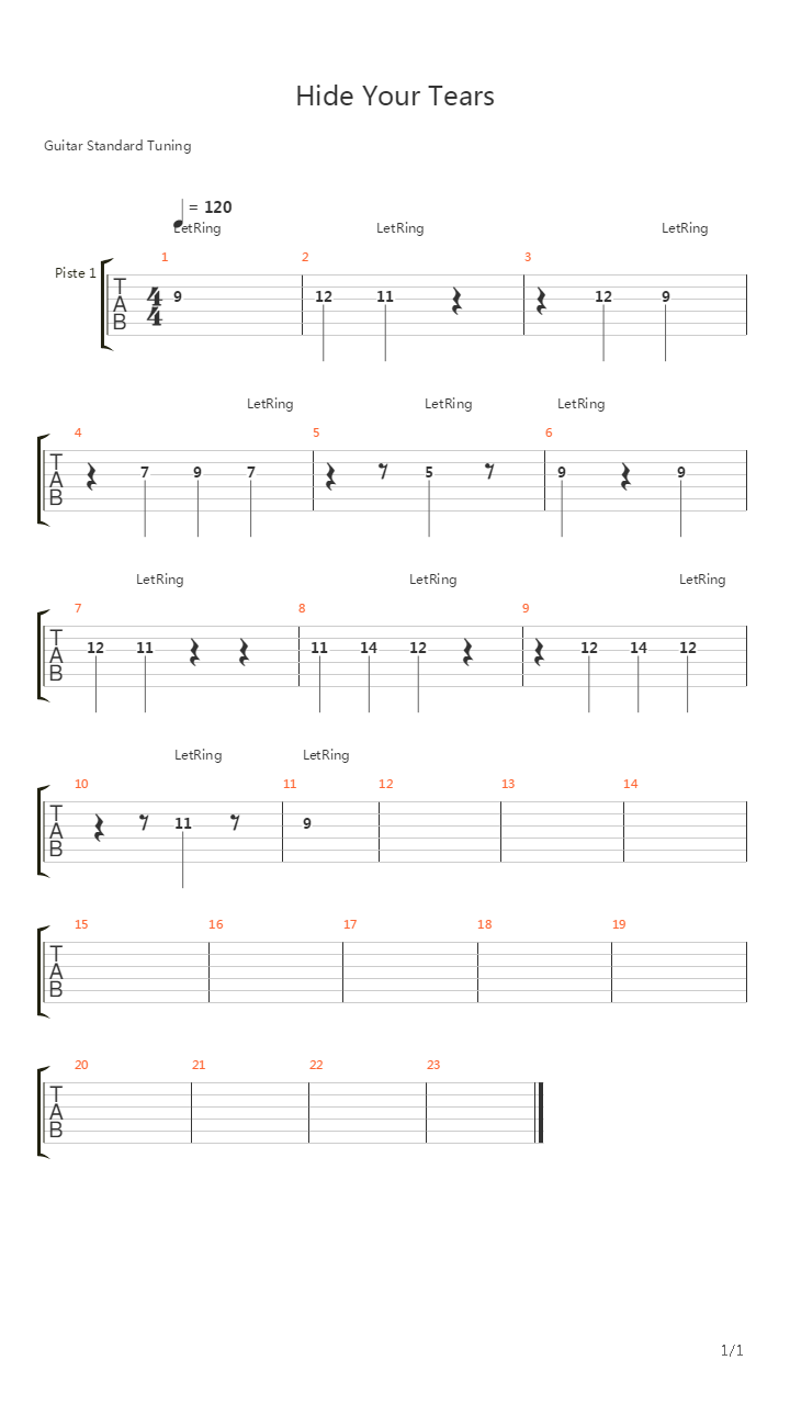 Hide Your Tears吉他谱