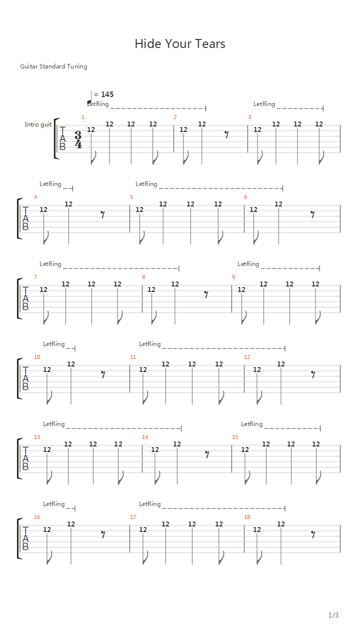 Hide Your Tears吉他谱