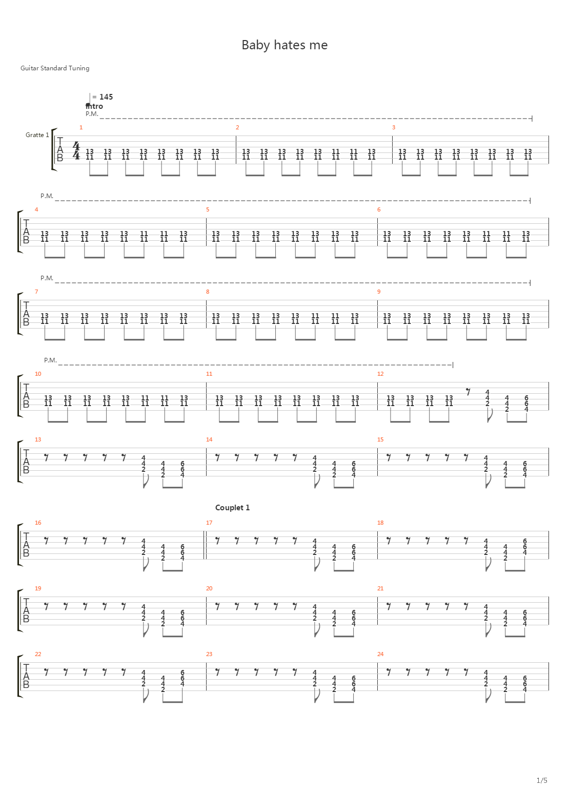 Baby Hates Me吉他谱
