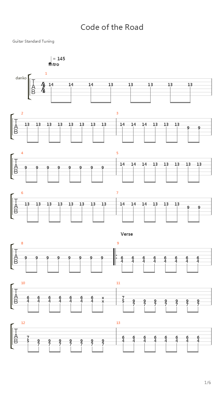 Code Of The Road吉他谱