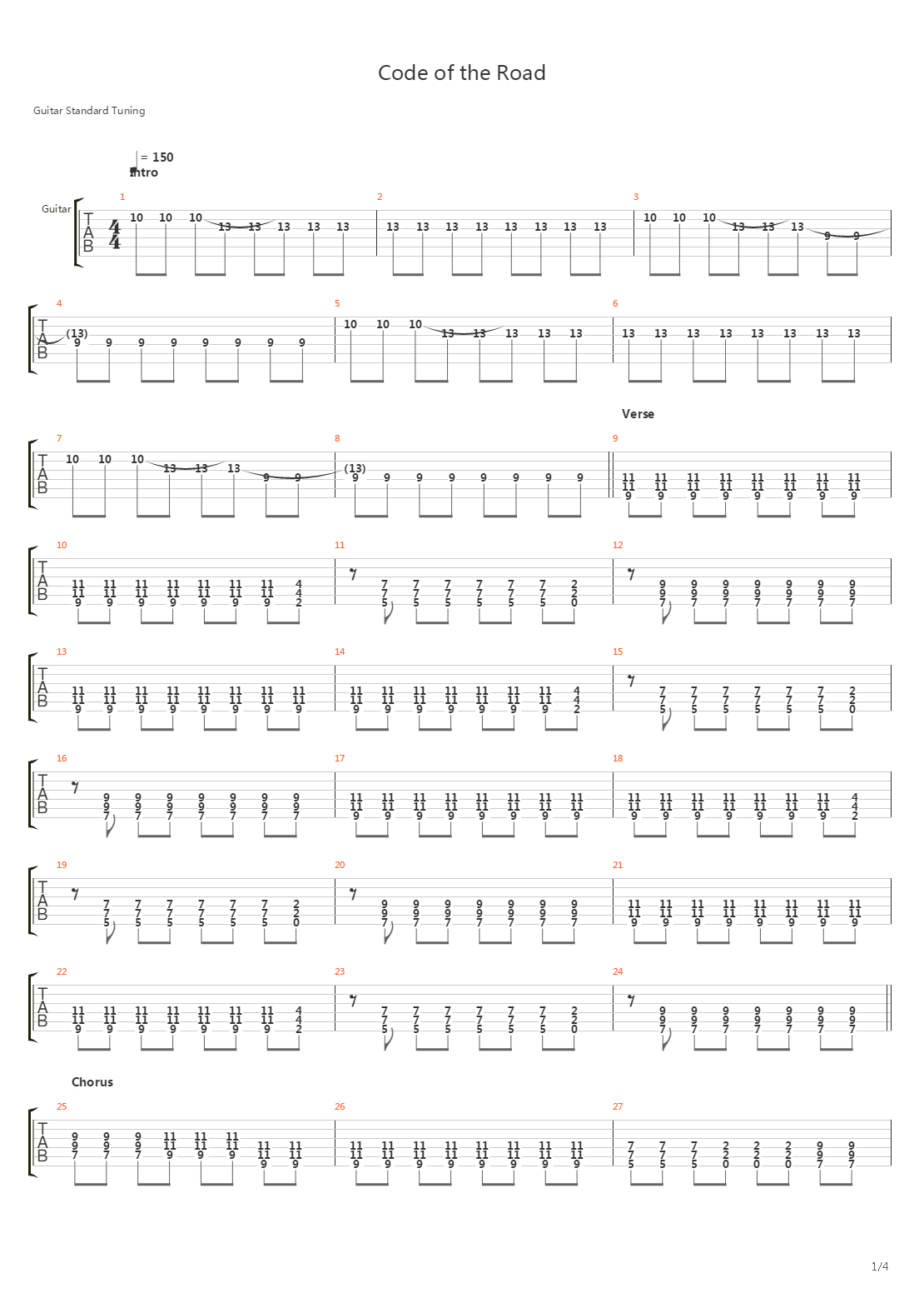 Code Of The Road吉他谱