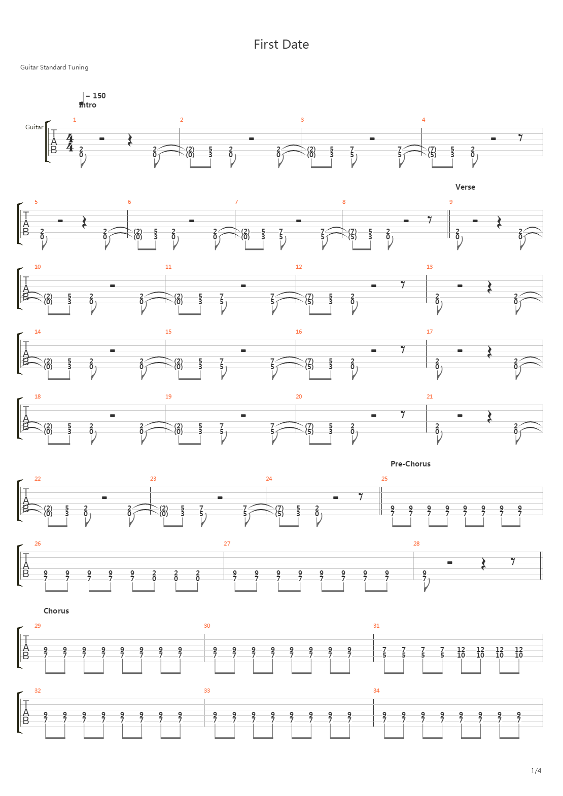 First Date吉他谱