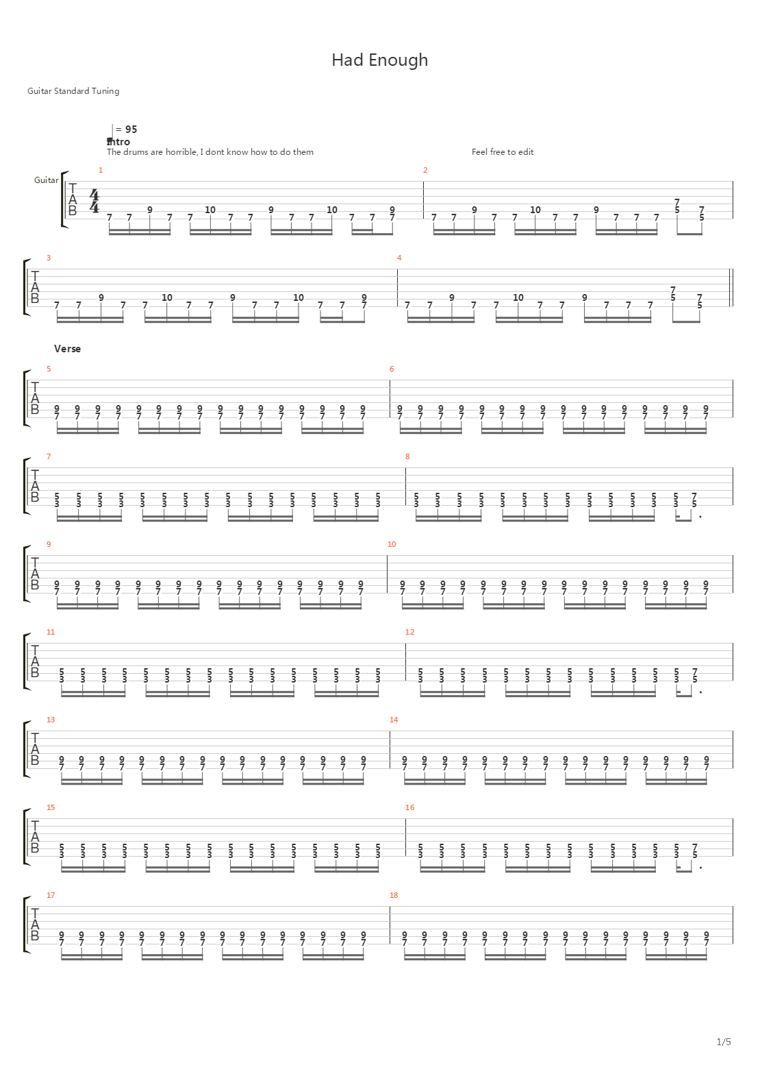 Had Enough吉他谱