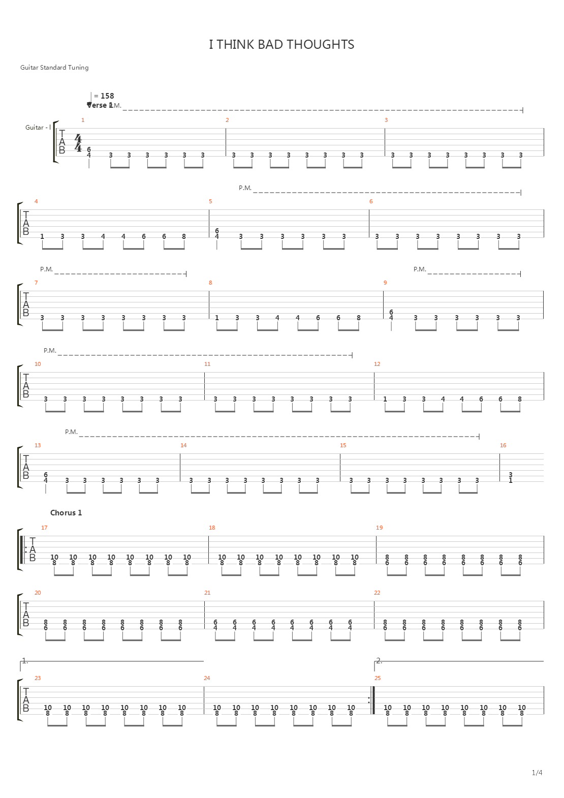 I Think Bad Thoughts吉他谱