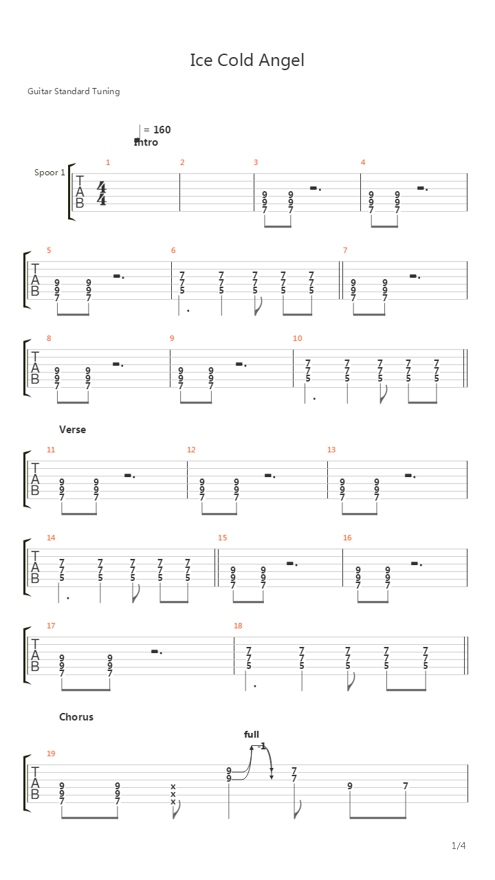 Ice Cold Angel吉他谱