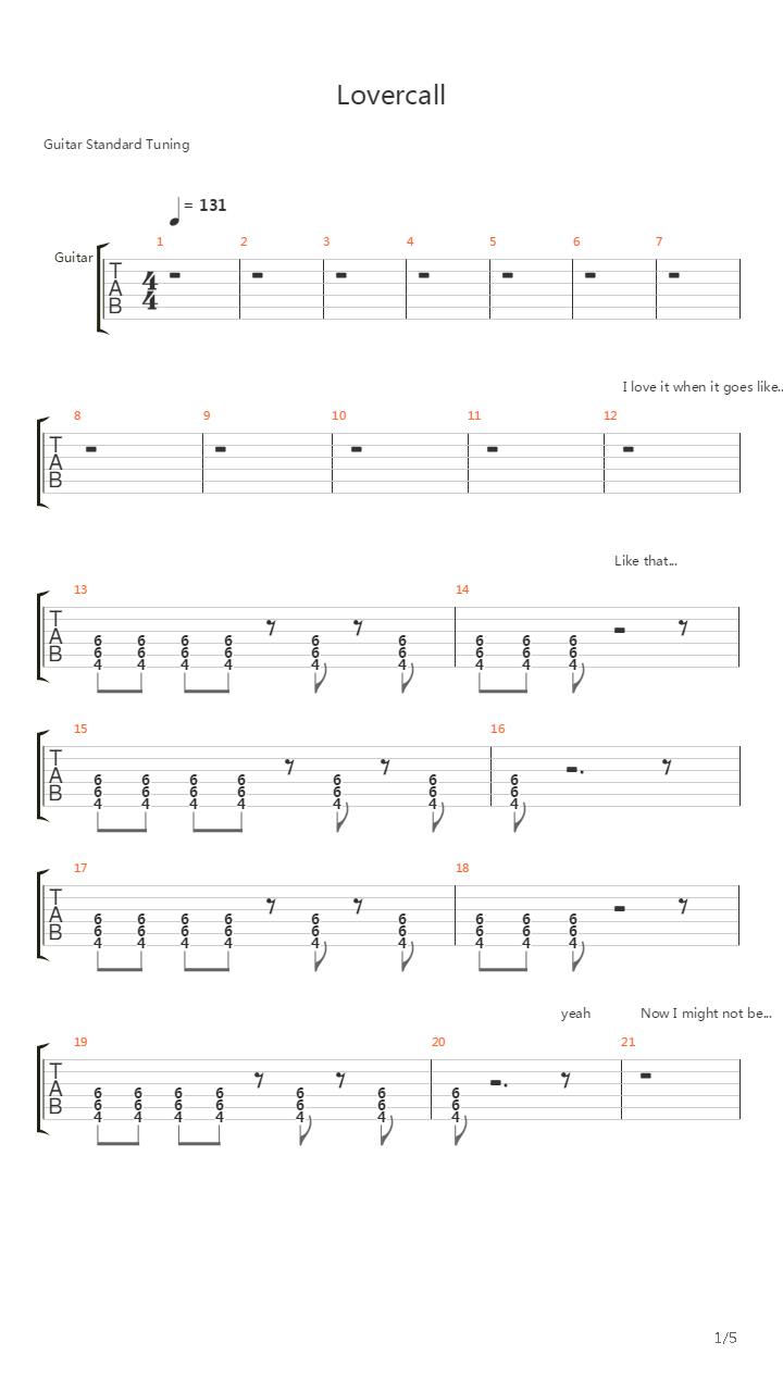 Lovercall吉他谱