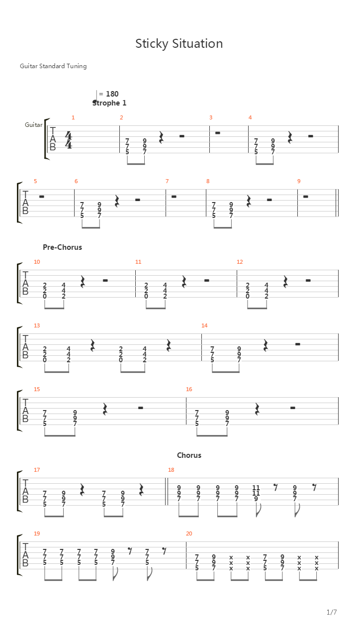 Sticky Situation吉他谱
