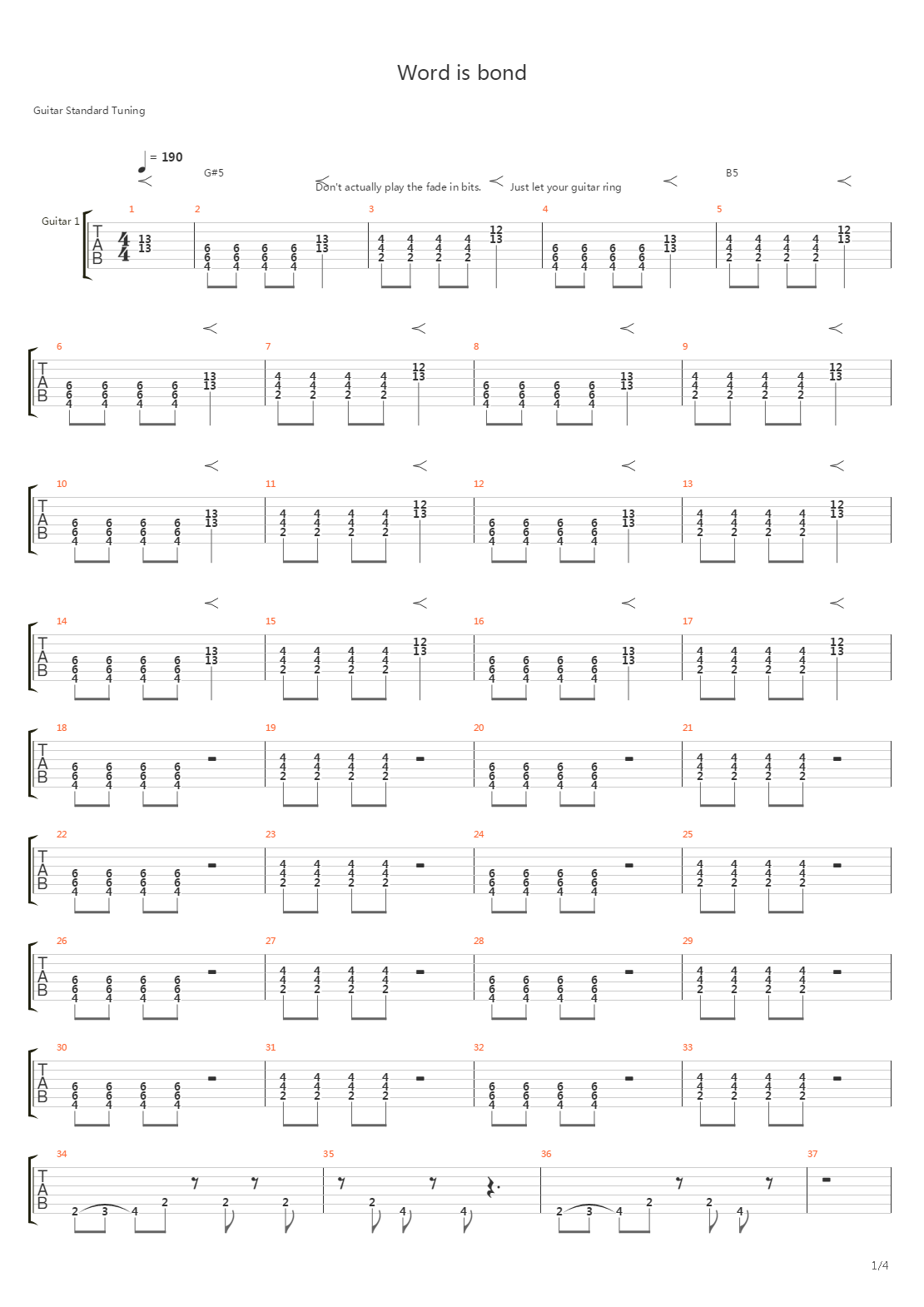 Word Is Bond吉他谱