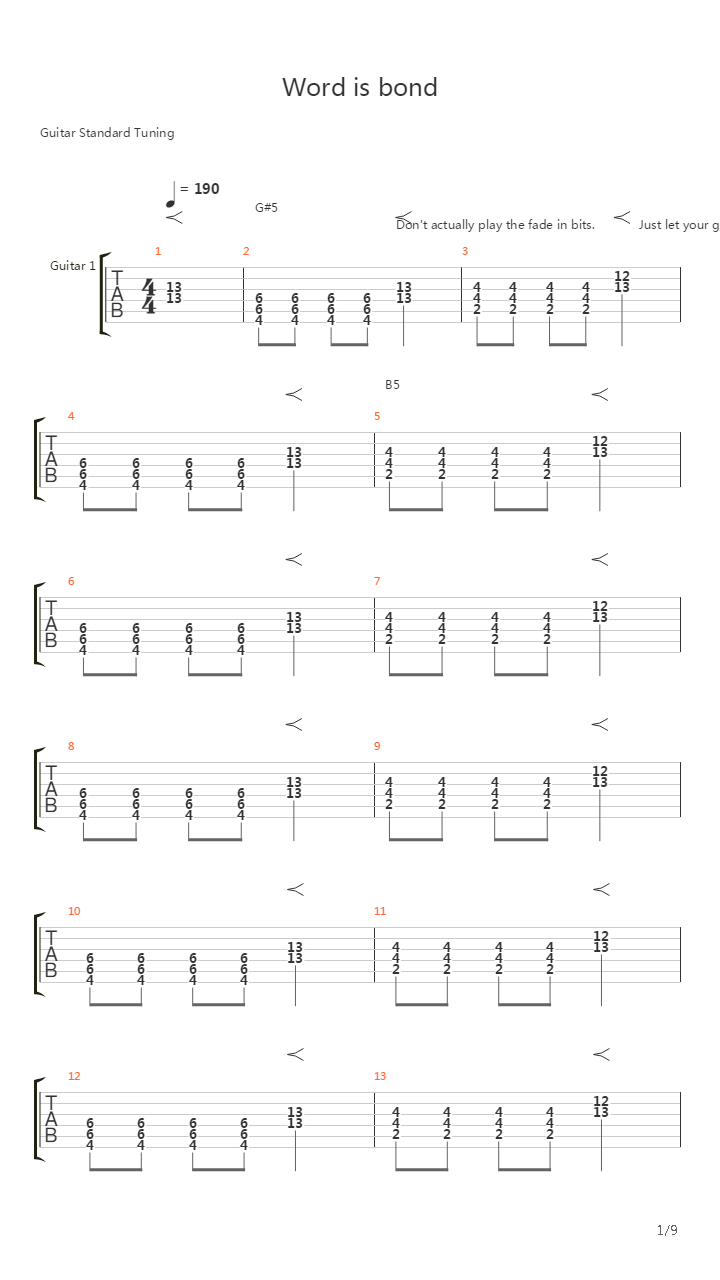 Word Is Bond吉他谱