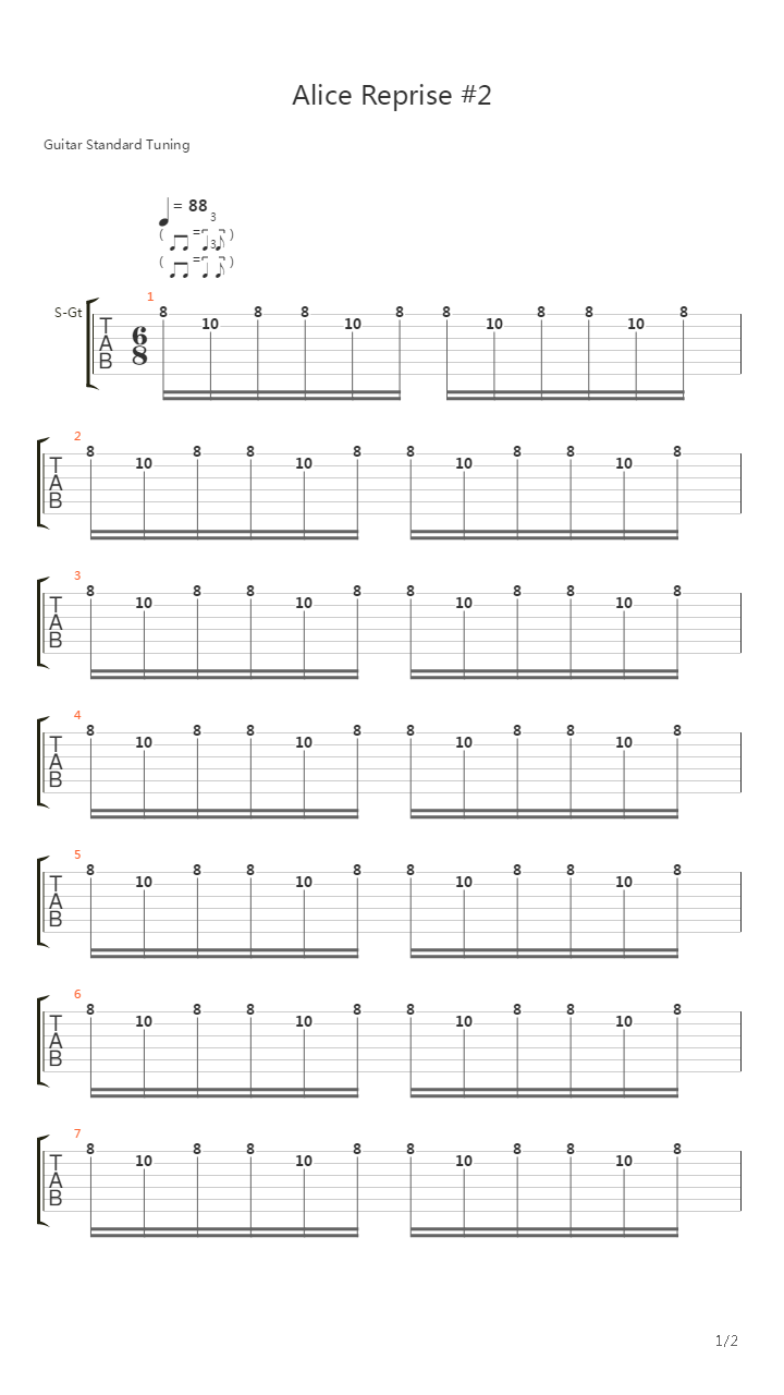 Alice Reprise 2吉他谱