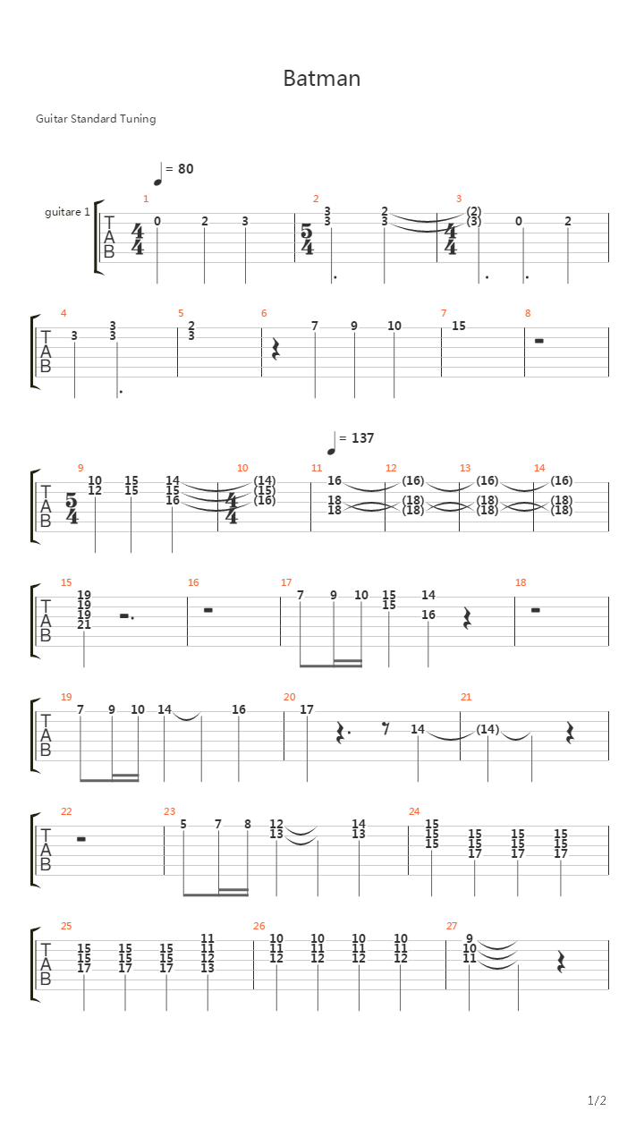 Batman吉他谱