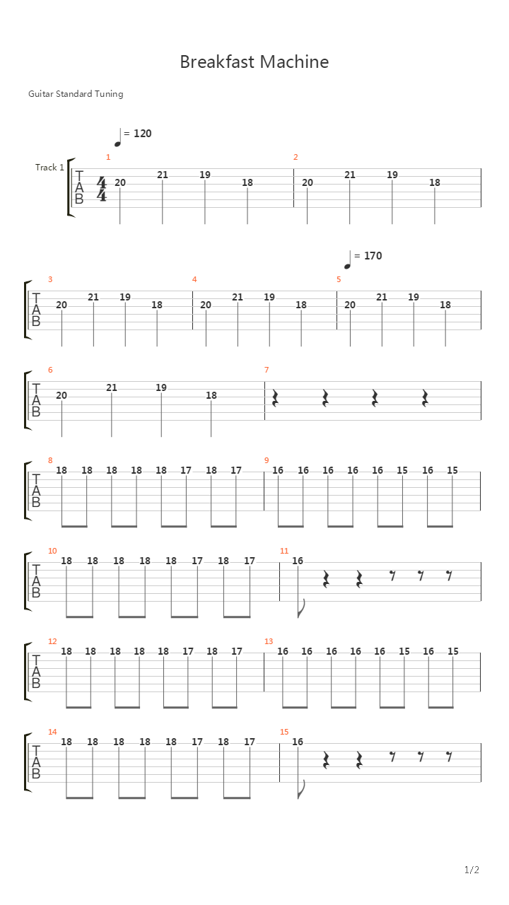 Breakfast Machine吉他谱