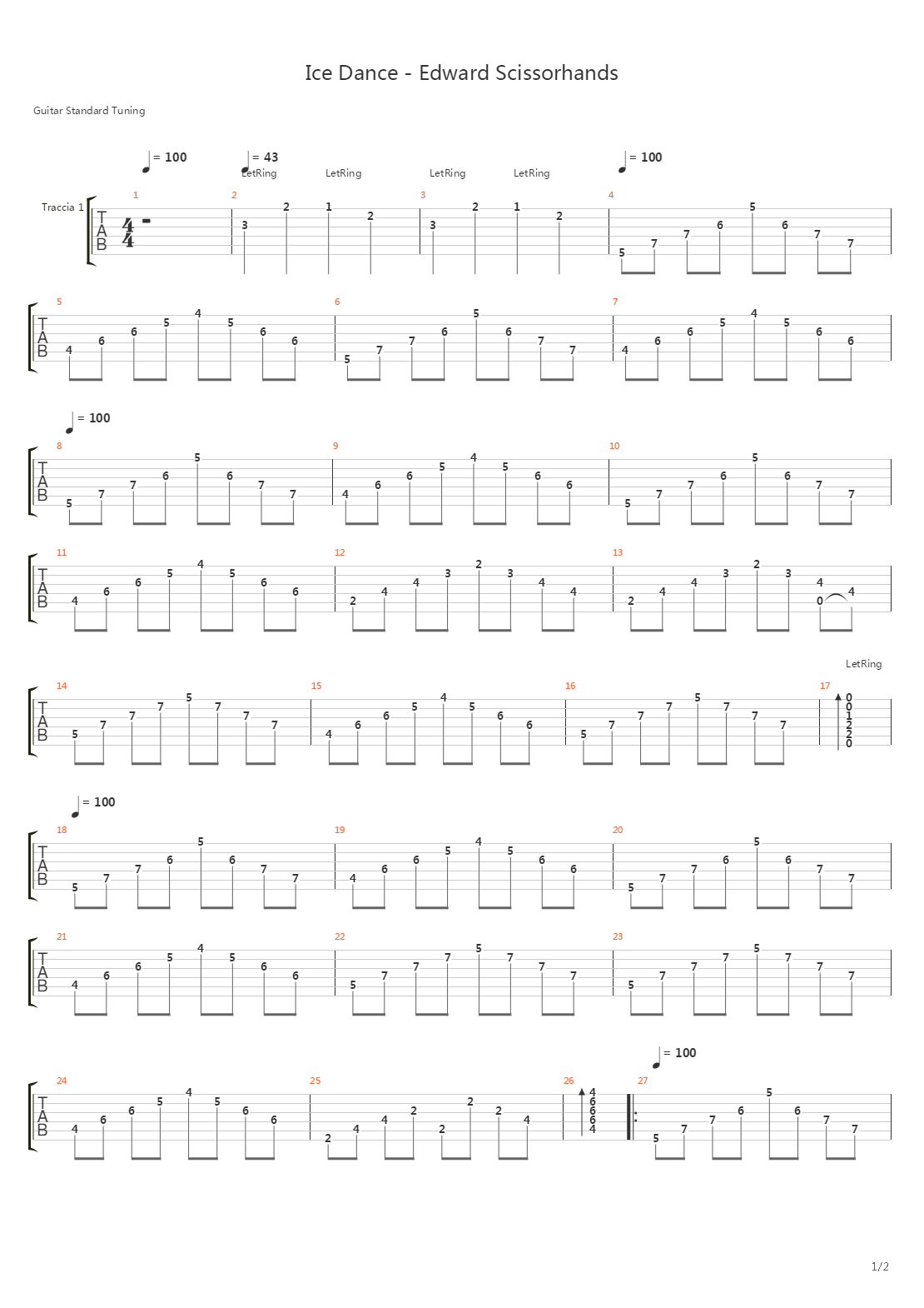 Edward Scissorhands - Ice Dance吉他谱