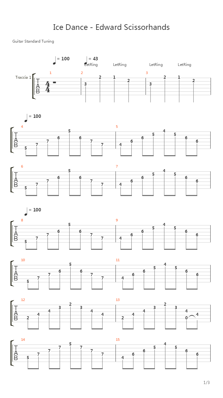 Edward Scissorhands - Ice Dance吉他谱