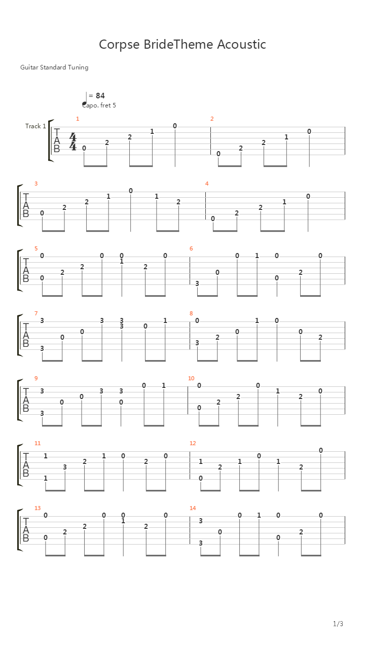 The Corpse Bride Theme Acoustic吉他谱