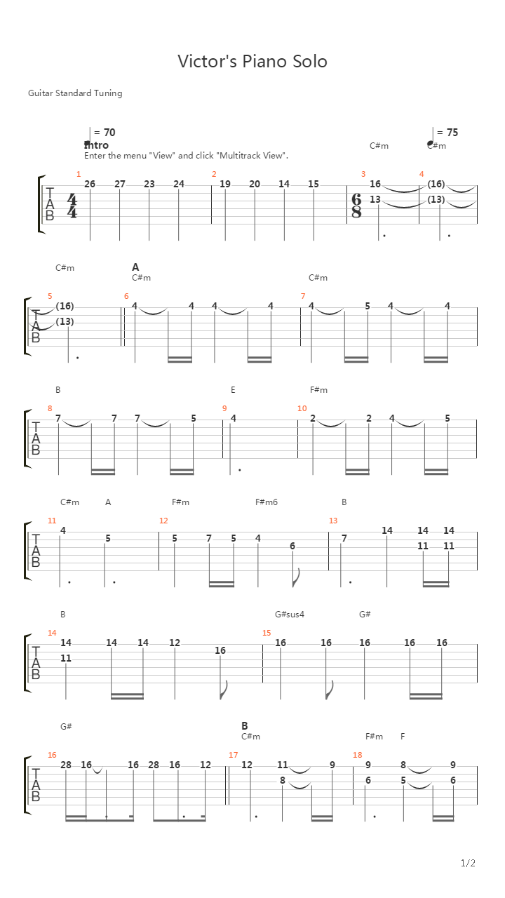 Victors Piano Solo吉他谱