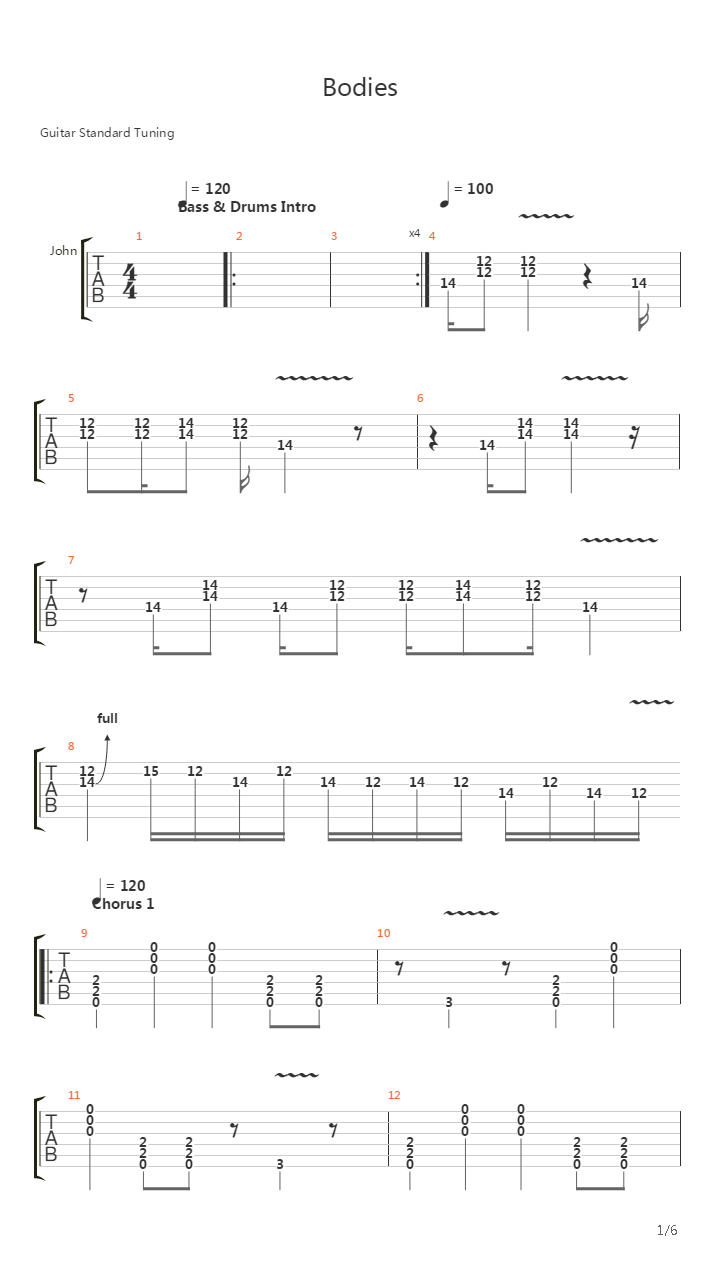 Bodies吉他谱