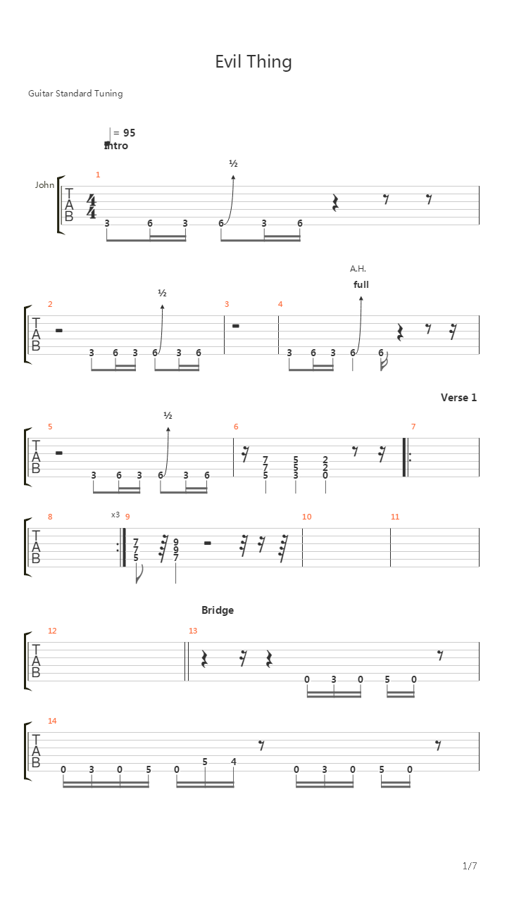 Evil Thing吉他谱