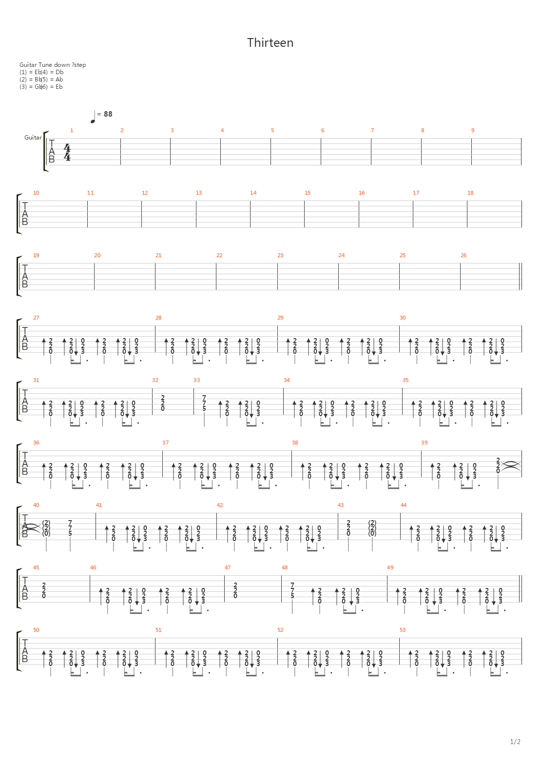 Thirteen吉他谱