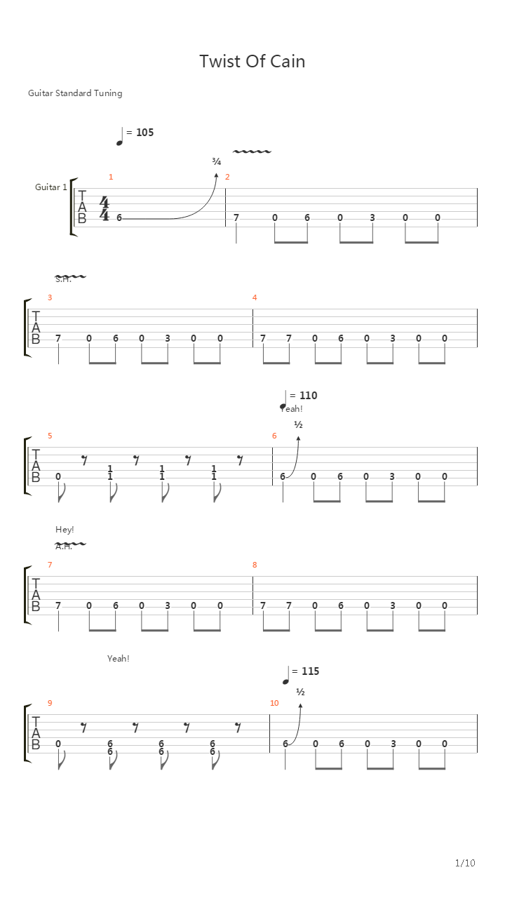 Twist Of Cain吉他谱