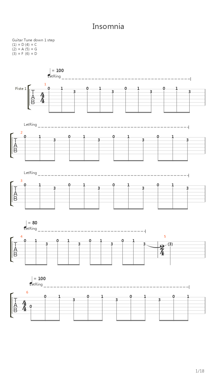 Insomnia吉他谱