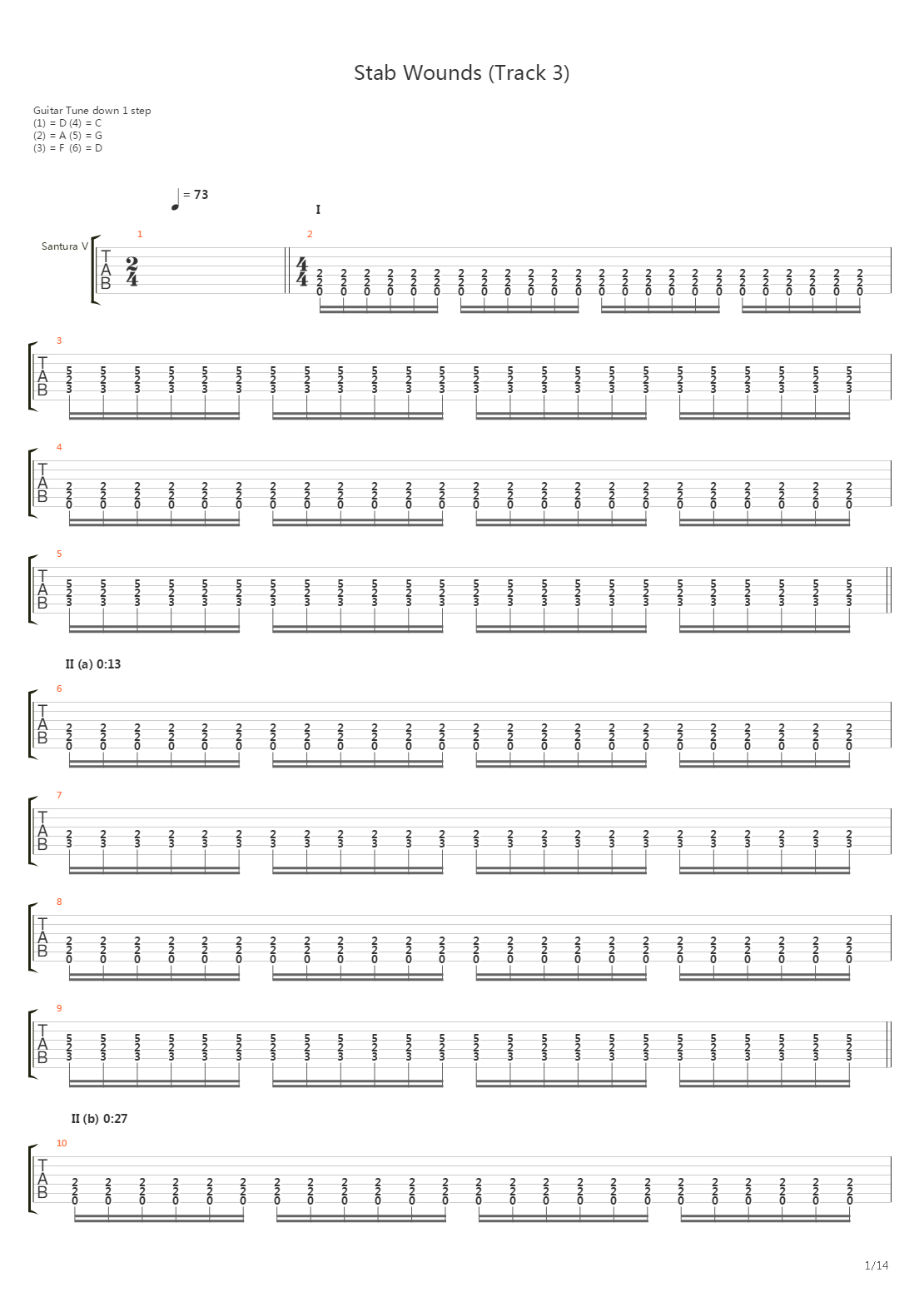 Stab Wounds吉他谱