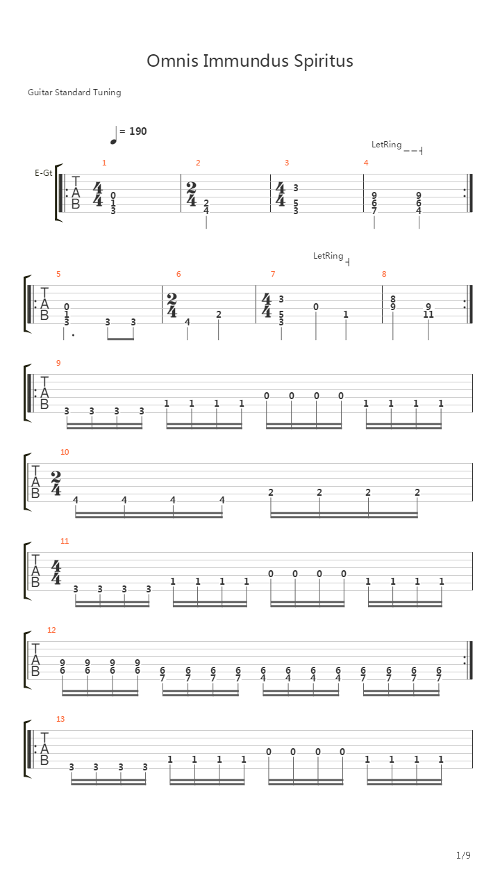 Omnis Immundus Spiritus吉他谱