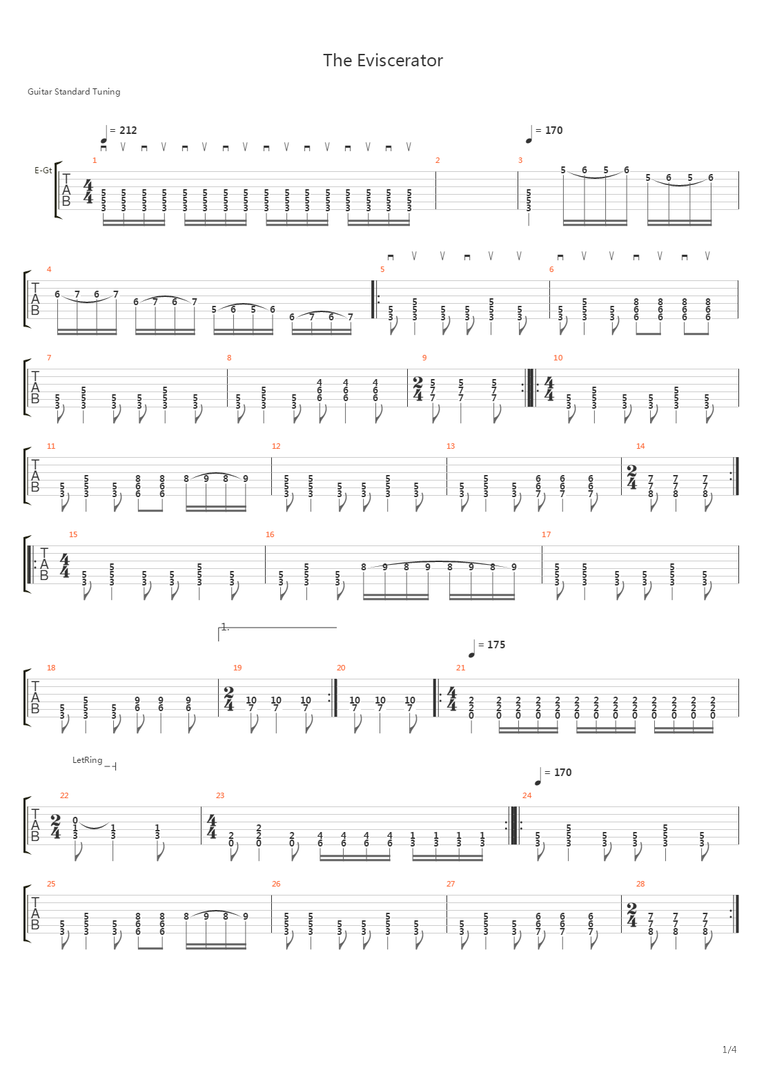 The Eviscerator吉他谱