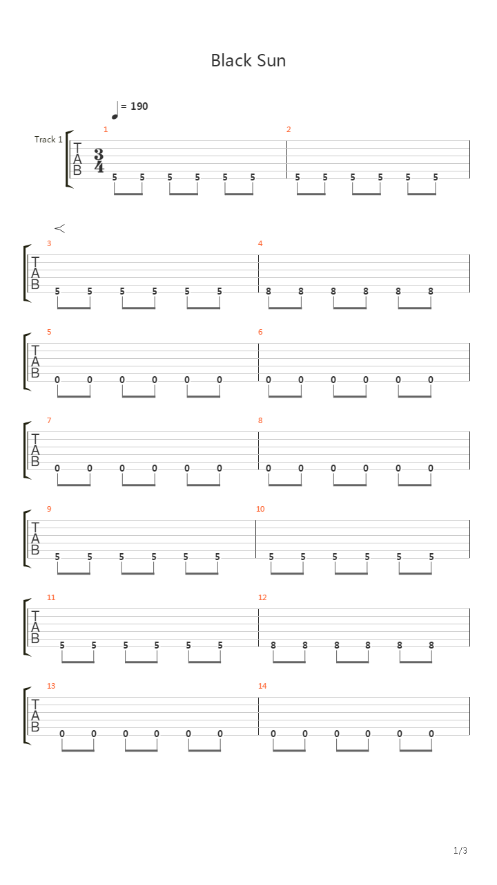 Black Sun吉他谱