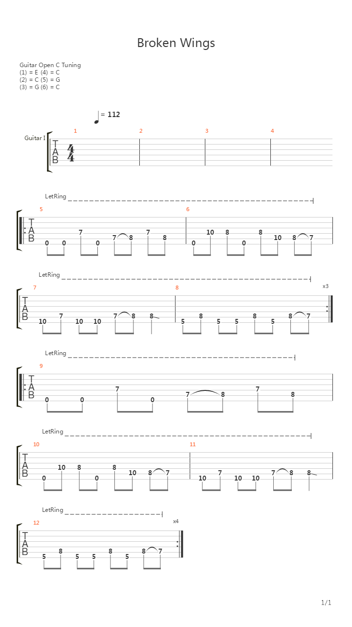 Broken Wings吉他谱
