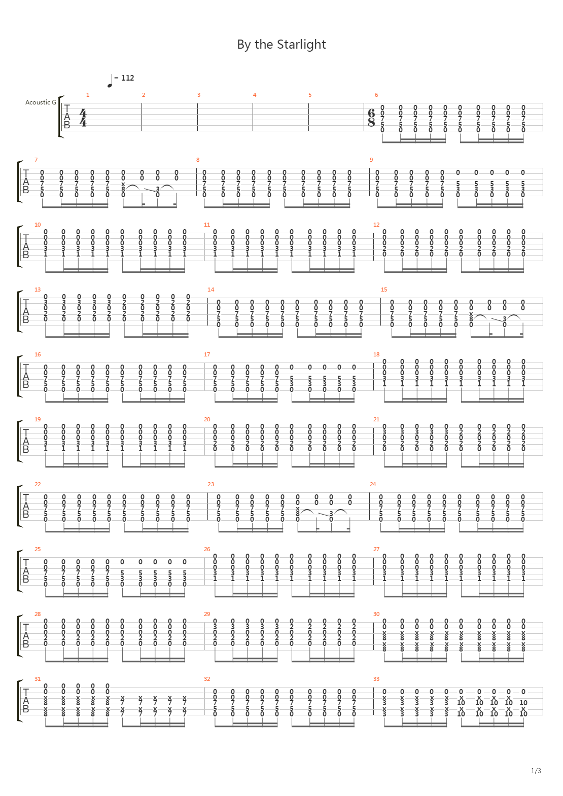 By The Starlight吉他谱