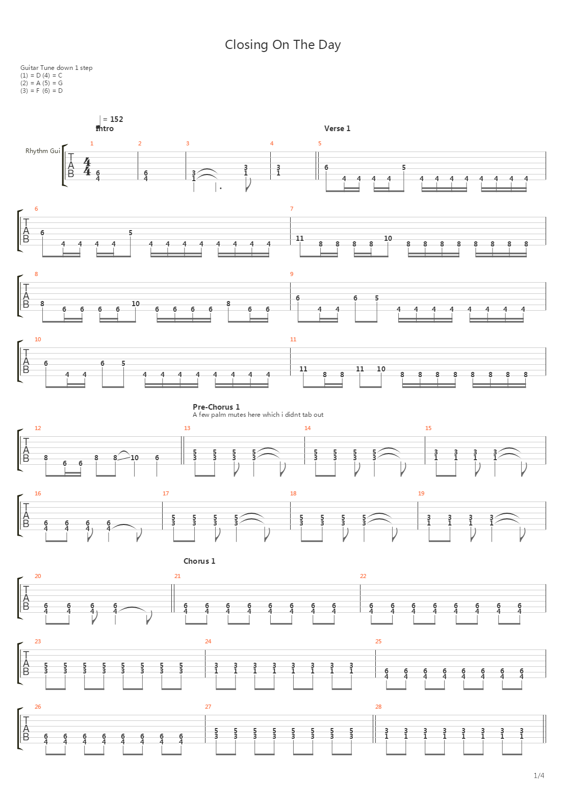 Closing On The Day吉他谱
