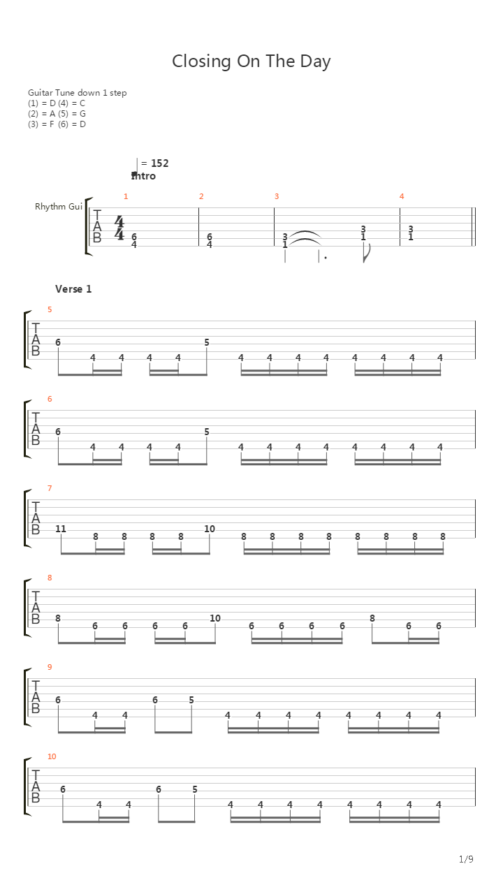 Closing On The Day吉他谱