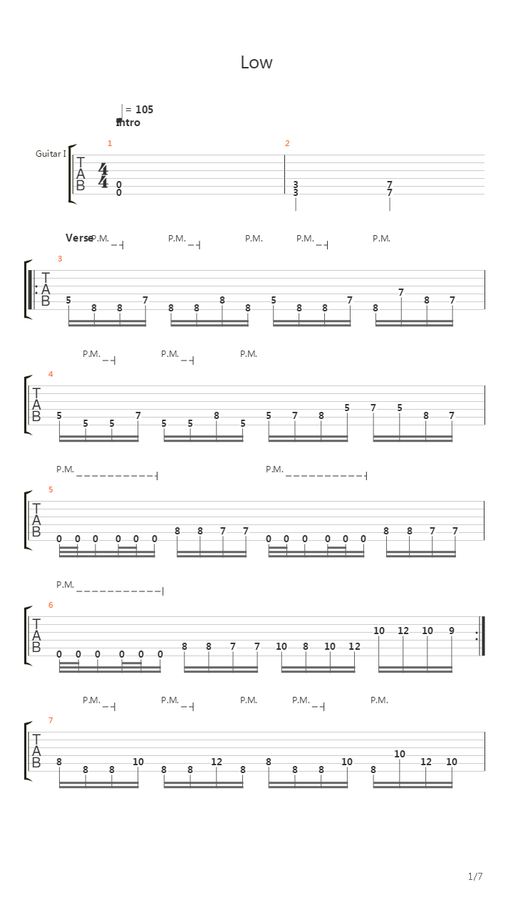 Low吉他谱