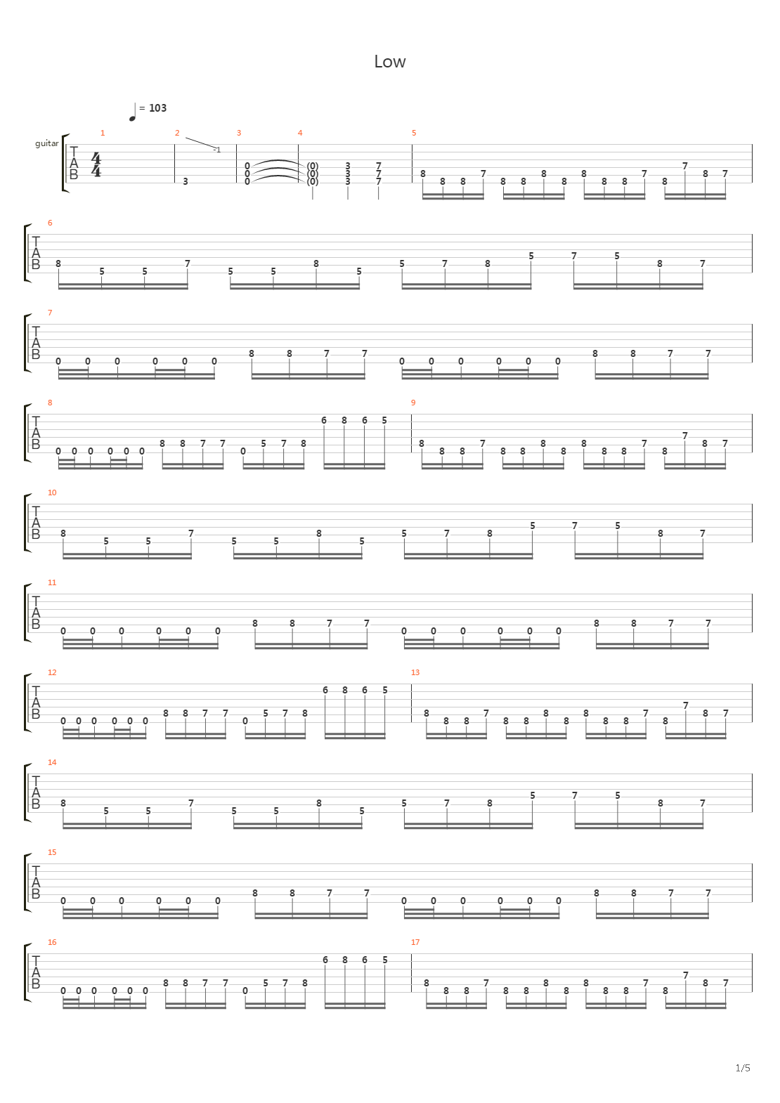 Low吉他谱