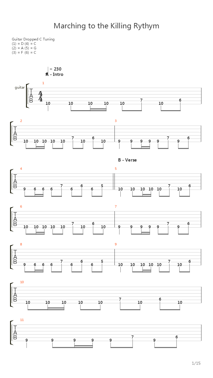 Marching To The Killing Rythym吉他谱