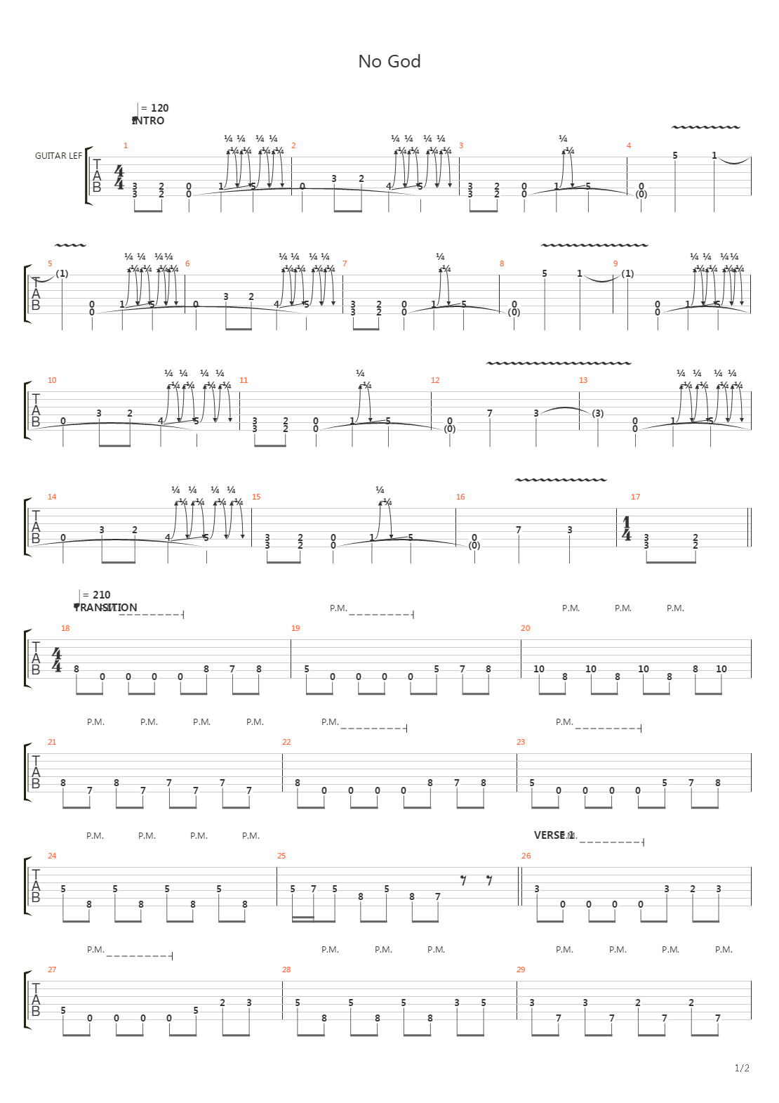 No God吉他谱