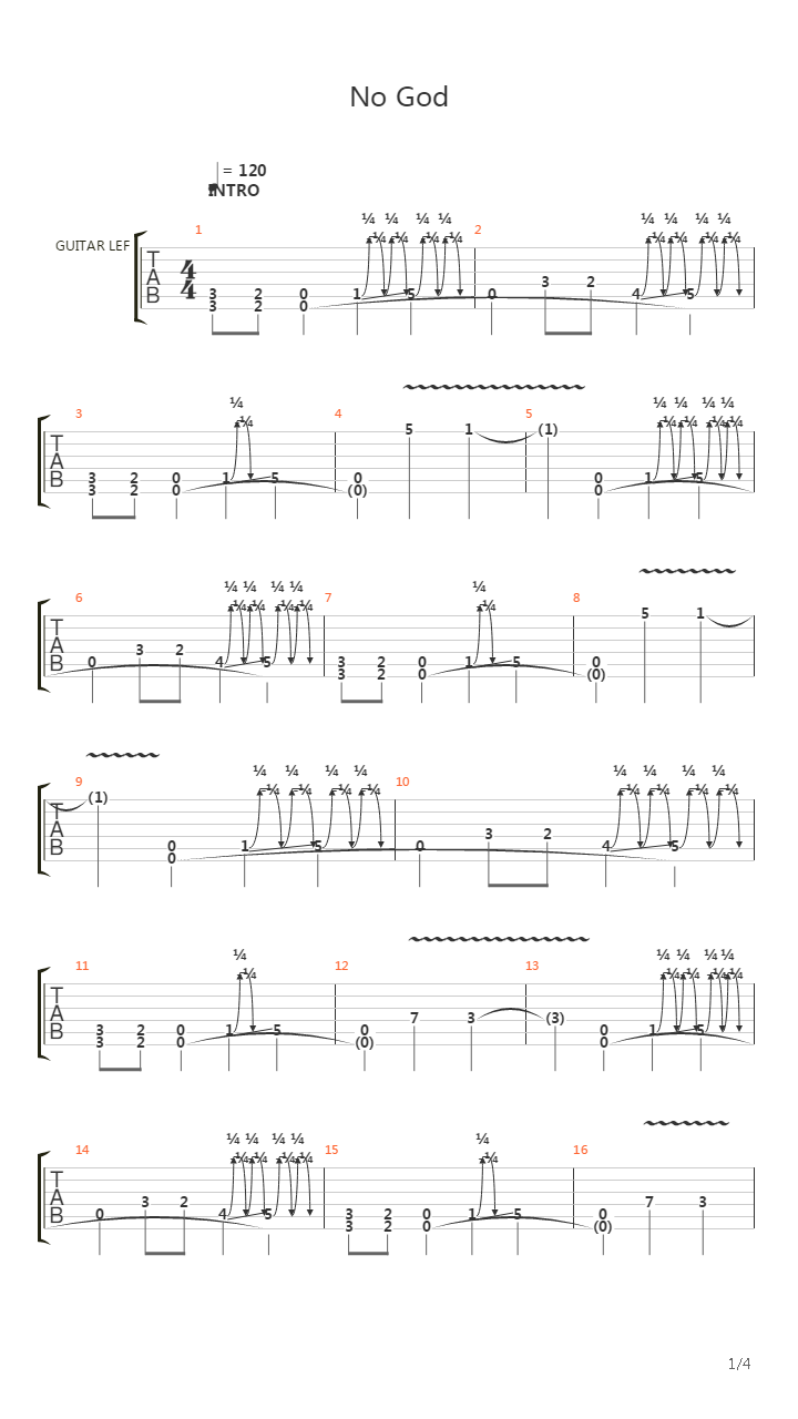 No God吉他谱
