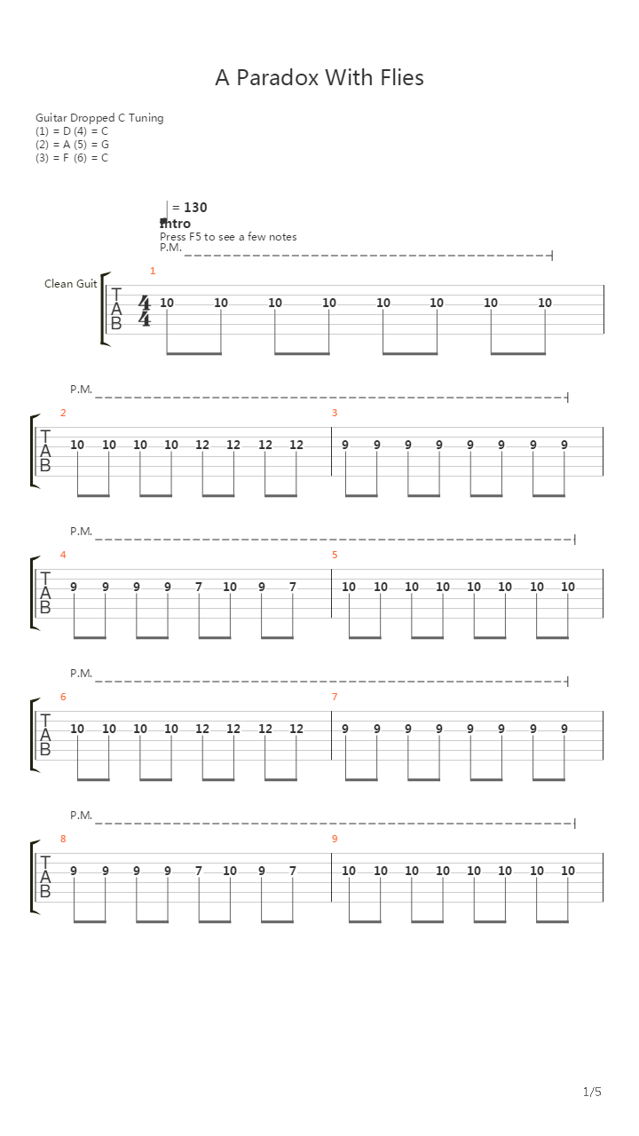 Paradox With The Flies吉他谱