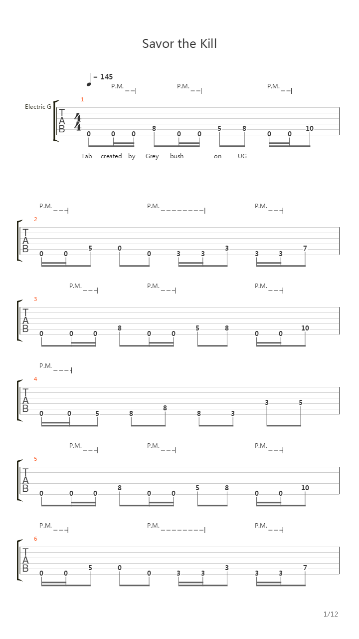 Savor The Kill吉他谱
