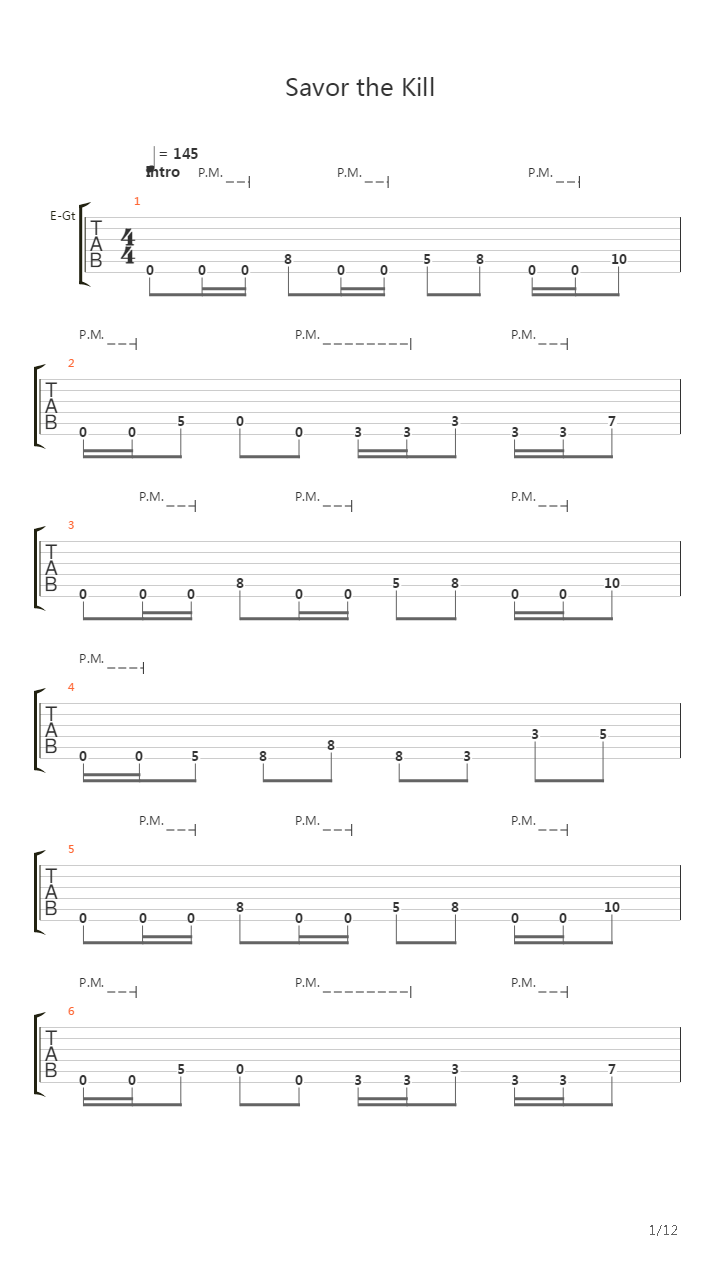 Savor The Kill吉他谱