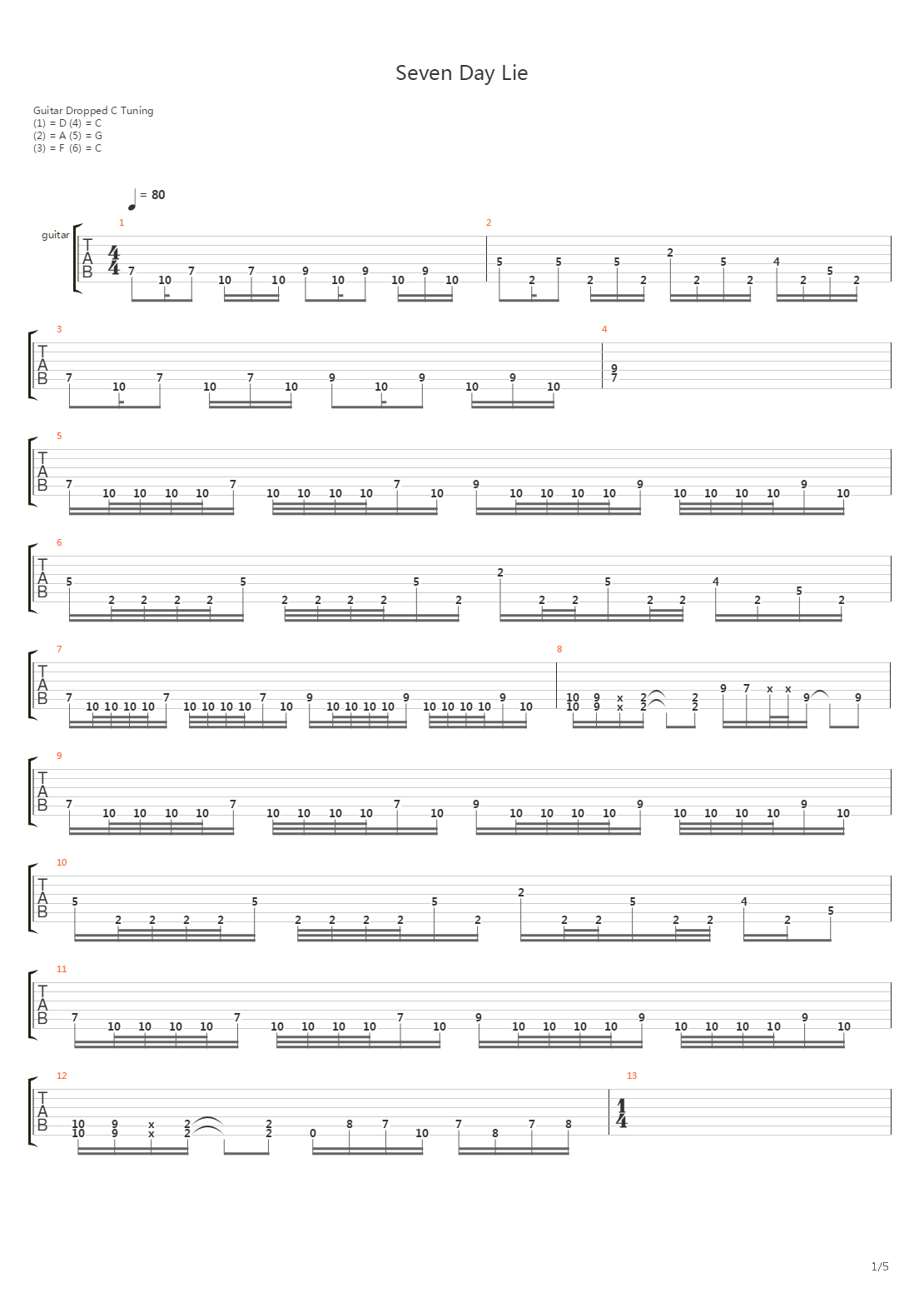 Seven Day Lie吉他谱