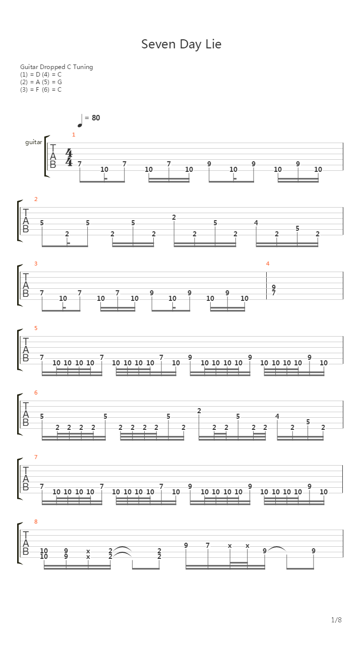 Seven Day Lie吉他谱