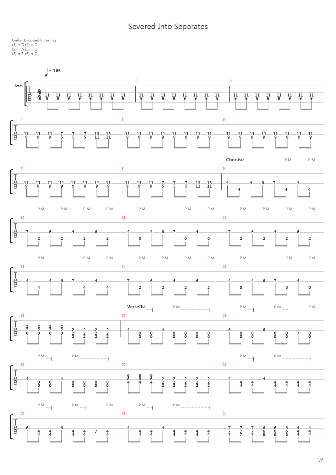 Severed Into Separates吉他谱