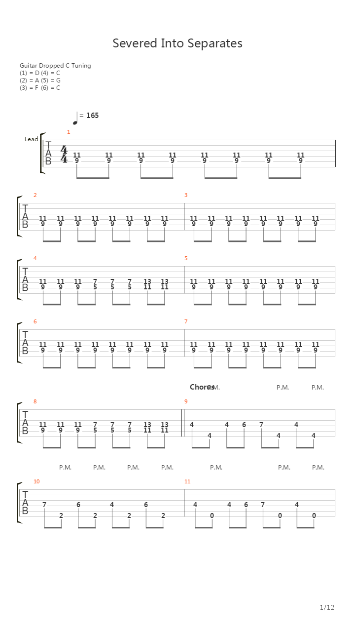 Severed Into Separates吉他谱