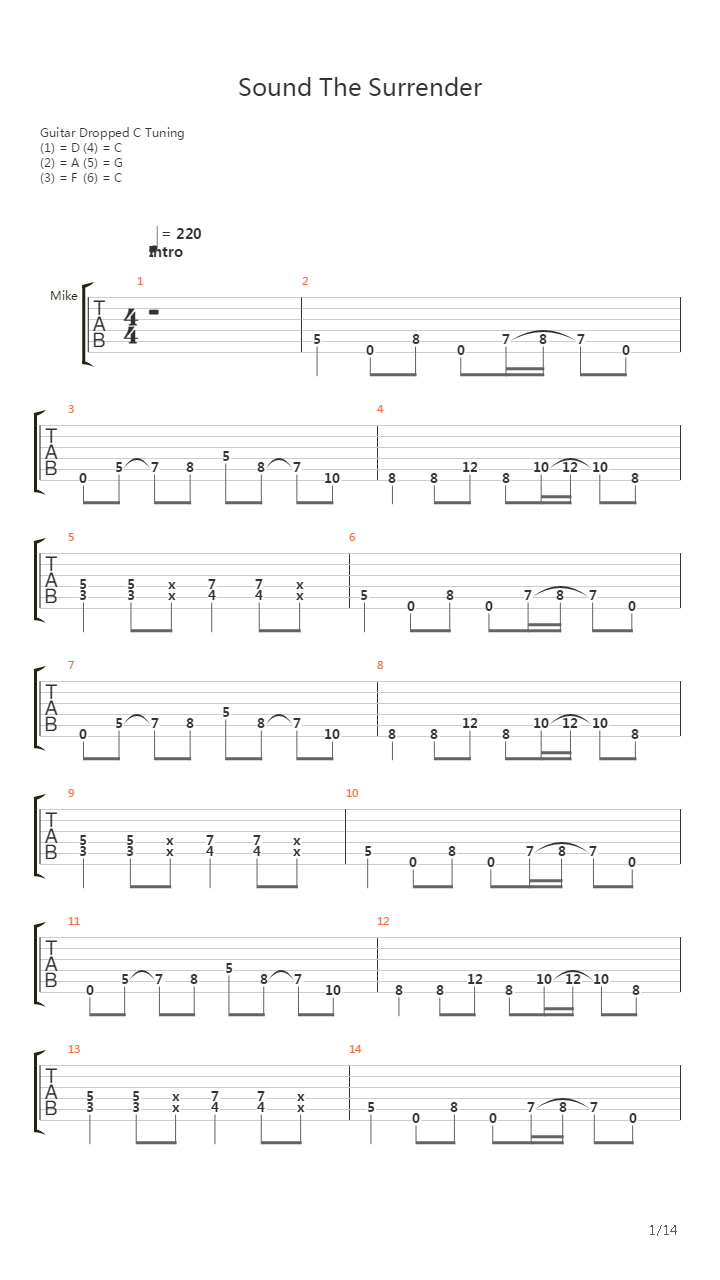 Sound The Surrender吉他谱