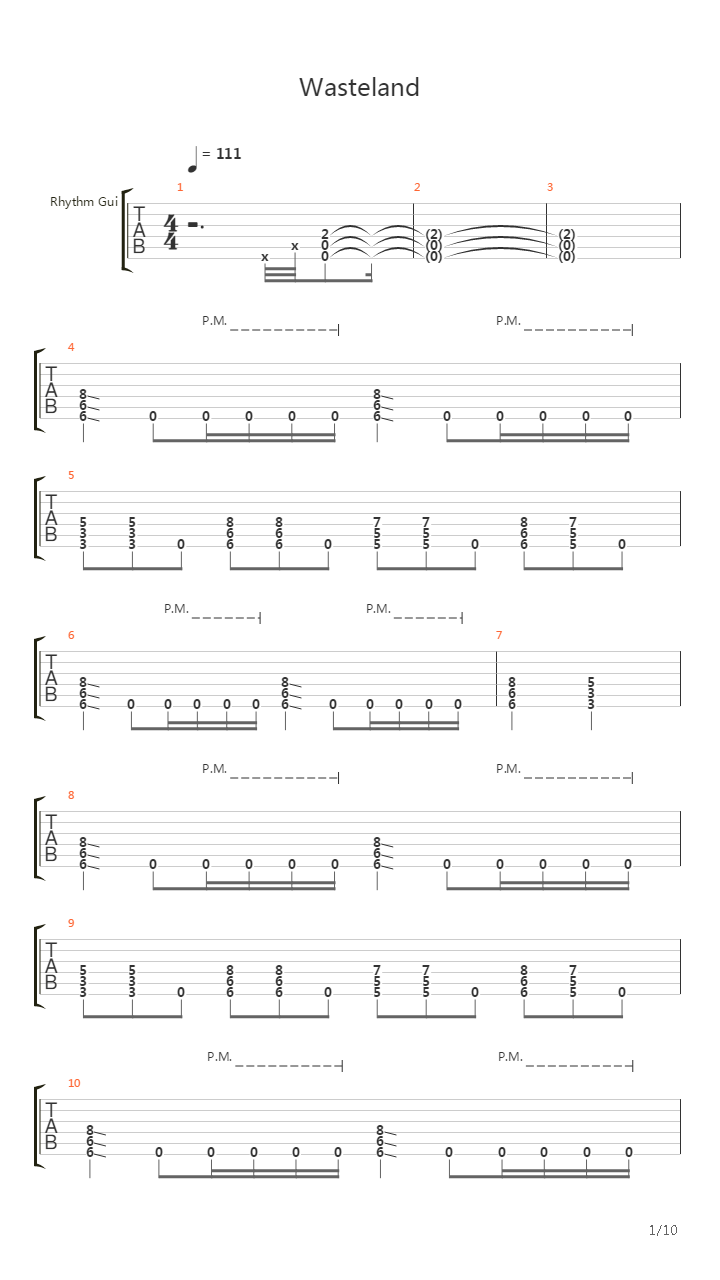 Wasteland吉他谱