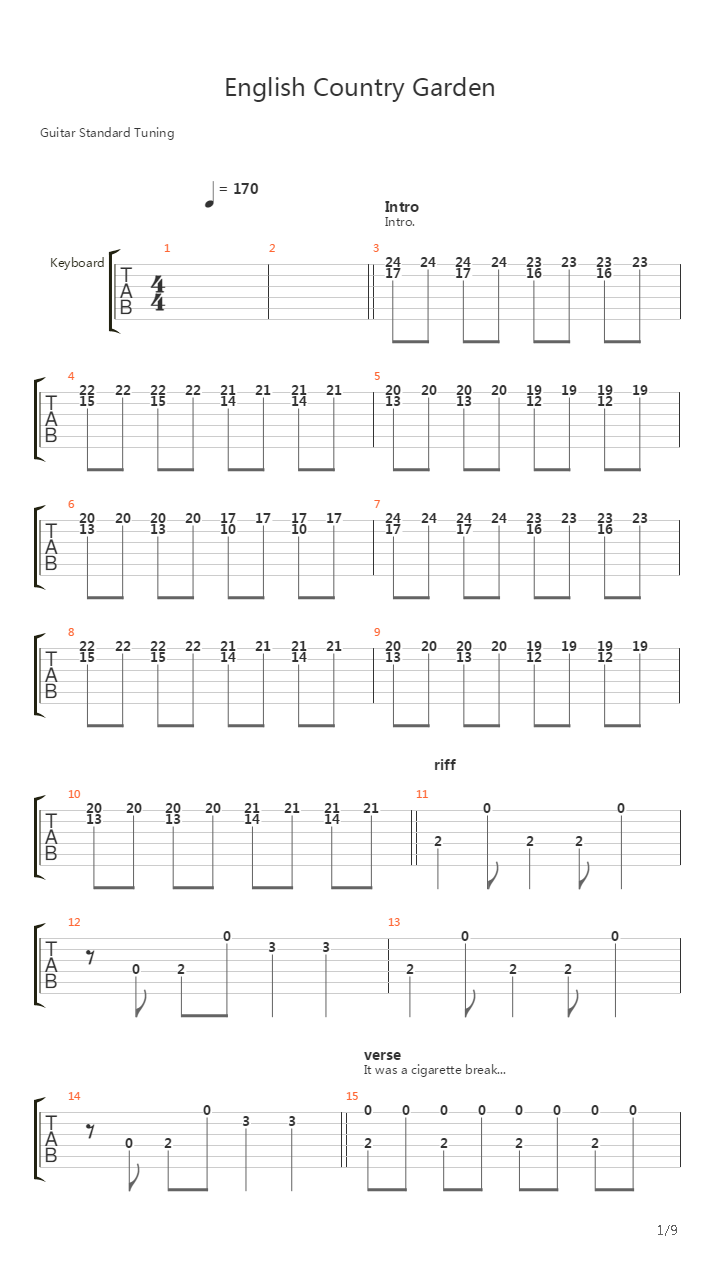 English Country Garden吉他谱
