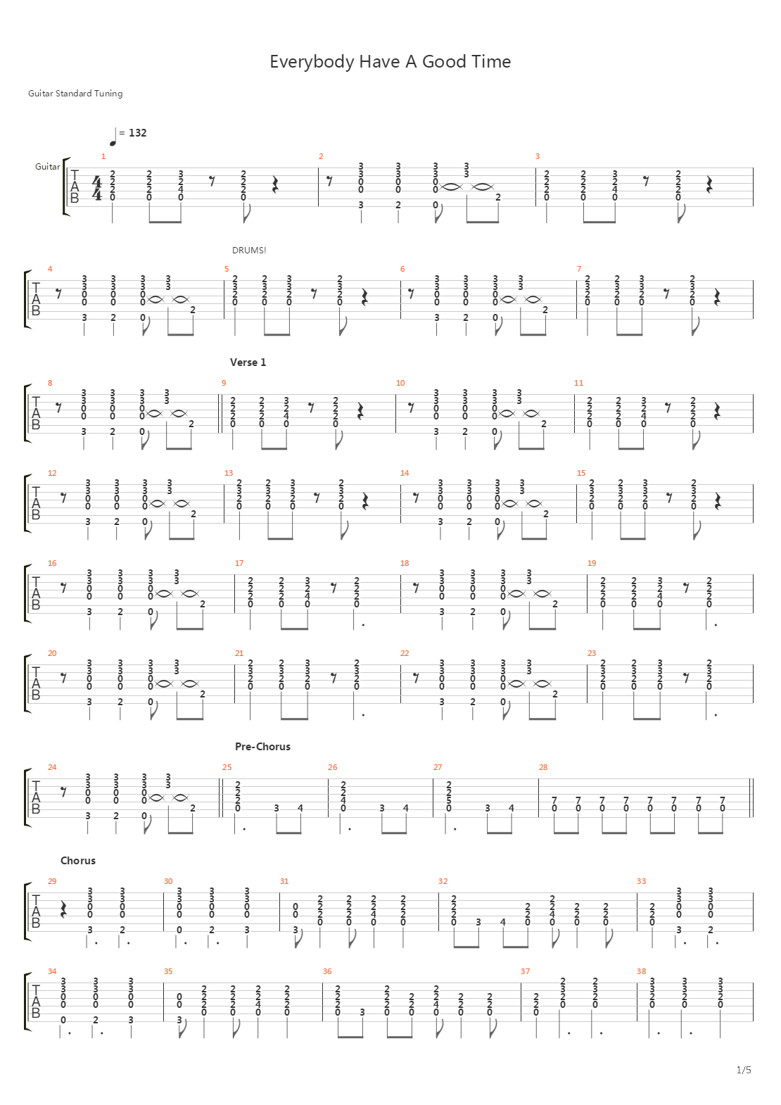 Everybody Have A Good Time吉他谱