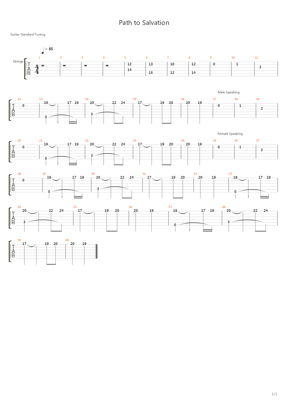 Path To Salvation吉他谱